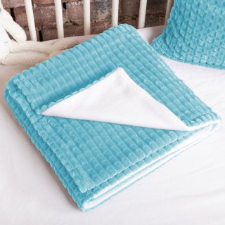 Detská obojstranná deka Minky kocky/Polar MKK-006 Svetlo modrá - Biante.sk