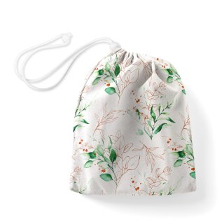 Bavlněný pytlík/sáček na přezůvky Sandra SA-706 Zeleno-hnědé větvičky s lístky na bílém - Biante.cz Bavlněný pytlík/sáček na přezůvky Sandra SA-706 Zeleno-hnědé větvičky s lístky na bílém - Biante.cz