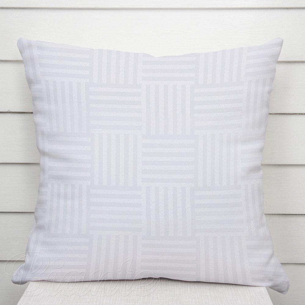 Dekorační povlak na polštář Monako PM-124 Pruhovaná šachovnice bílá - Biante.cz