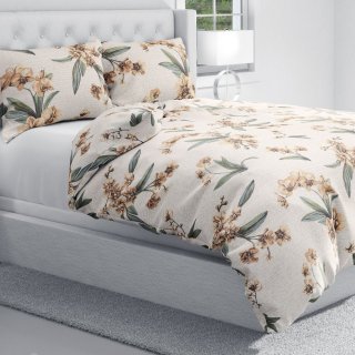 Bavlněné ložní povlečení Sandra SA-624 Hnědé orchideje na bílém - detail 1 - Biante.cz