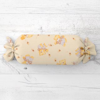 Dětský polštář válec bonbon Sandra SA-730 Medvídci a včelky na světle žlutém - Biante.cz