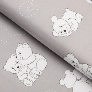 Detská bavlnená látka/plátno Sandra SA-733 Zamilované ľadové medvede na svetlo sivom - šírka 160 cm - Biante.sk