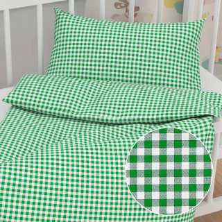 Dětské bavlněné povlečení do postýlky Sandra SA-058 Zeleno-bílé kostičky - Biante.cz