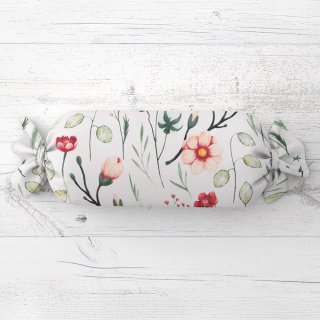 Polštář válec bonbon Sandra SA-747 Luční květiny na bílém - Biante.cz