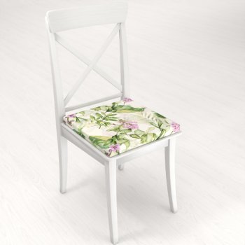 Sametový čtvercový podsedák Tamara TMR-035 Fialové zvonky s listy na bílém - 38x38x3 cm - detail 1 - Biante.cz Sametový čtvercový podsedák Tamara TMR-035 Fialové zvonky s listy na bílém - 38x38x3 cm - detail 1 - Biante.cz