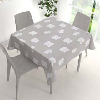 Dětský bavlněný čtvercový ubrus Sandra SA-733 Zamilovaní lední medvědi na světle šedém - detail 1 - Biante.cz