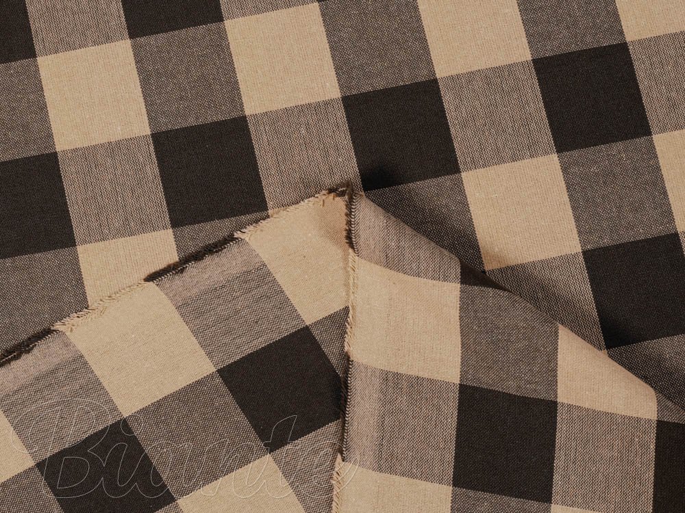 Bavlněná látka Olivia OL-017 Hnědo-béžová kostka velká - šířka 150 cm - detail 3 - Biante.cz Bavlněná látka Olivia OL-017 Hnědo-béžová kostka velká - šířka 150 cm - detail 3 - Biante.cz