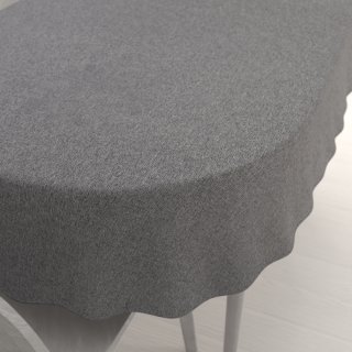 Velký dekorační oválný ubrus BKT-551 Šedý režný - Biante.cz Velký dekorační oválný ubrus BKT-551 Šedý režný - Biante.cz