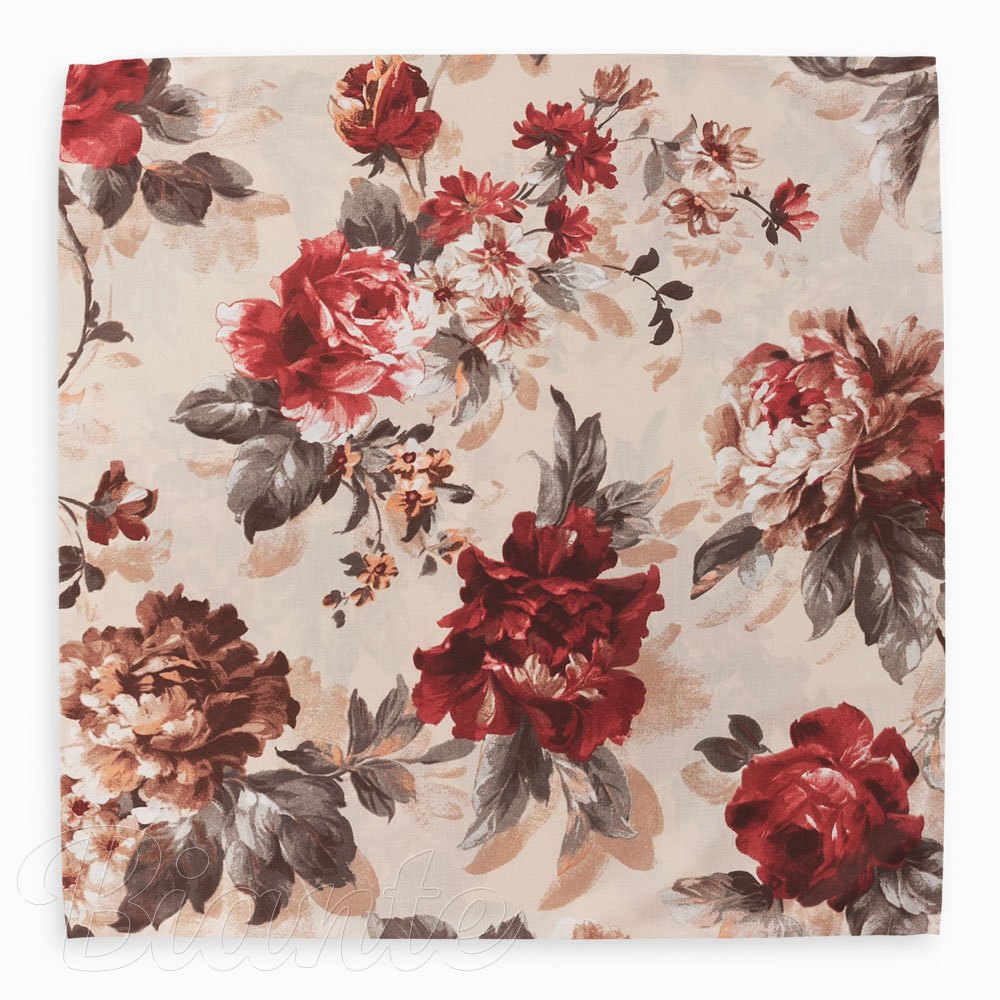 Bavlněný šátek Sandra SA-399 Červené pivoňky na pískovém - detail 2 - Biante.cz