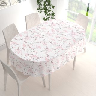 Bavlněný oválný ubrus Sandra SA-088 Vínovo-růžové luční květiny na bílém - detail 1 - Biante.cz Bavlněný oválný ubrus Sandra SA-088 Vínovo-růžové luční květiny na bílém - detail 1 - Biante.cz