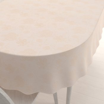 Teflonový oválný ubrus TF-099 Zlaté květované ornamenty na béžovém - Biante.cz
