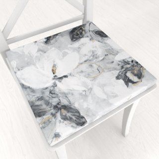 Zamatový štvorcový podsedák Tamara TMR-006 Designové kvety na sivom - 38x38x3 cm - Biante.sk
