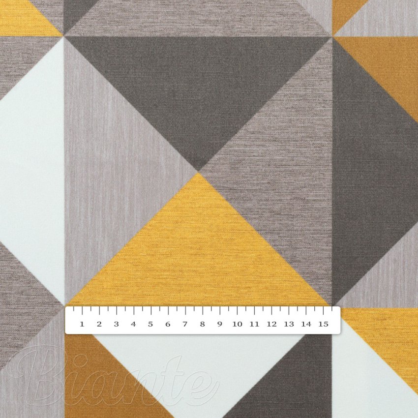 Sametová látka Tamara TMR-020 Žluto-šedobéžové trojúhelníky - šířka 150 cm - detail 4 - Biante.cz