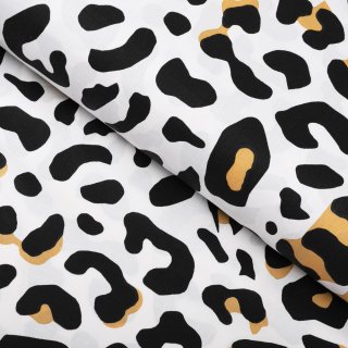 Bavlněná látka/plátno Sandra SA-409 Leopardí vzor na bílém - šířka 160 cm - Biante.cz