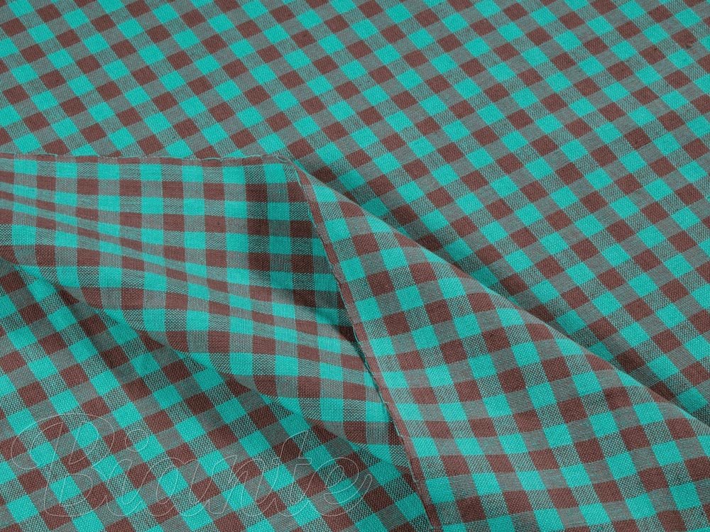 Bavlněná látka Olivia OL-007 Tyrkysovo-hnědá kostka malá - šířka 150 cm - detail 3 - Biante.cz Bavlněná látka Olivia OL-007 Tyrkysovo-hnědá kostka malá - šířka 150 cm - detail 3 - Biante.cz