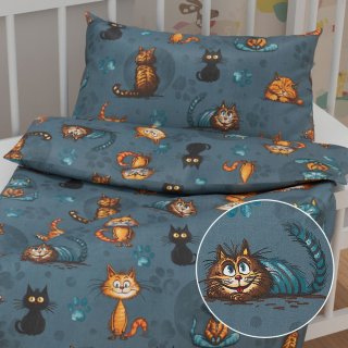 Detské bavlnené posteľné obliečky do postieľky Sandra SA-705 Mačacia partia na tmavo sivomodrom - Biante.sk Detské bavlnené posteľné obliečky do postieľky Sandra SA-705 Mačacia partia na tmavo sivomodrom - Biante.sk