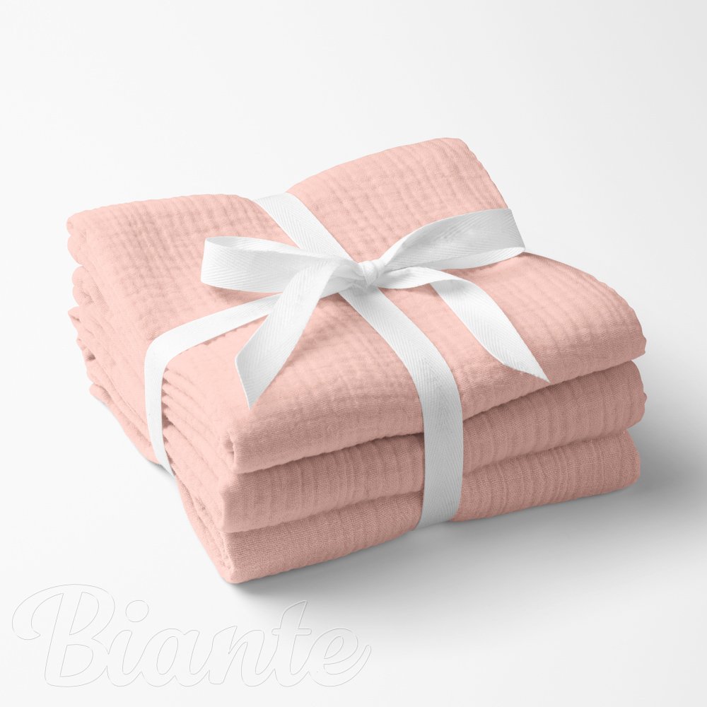 Mušelínová utěrka Nature MSN-035 Bledě růžová - sada 3 ks - Biante.cz