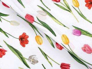 Bavlnená látka/plátno Sandra SA-506 Tulipány na bielom - šírka 220 cm - Biante.sk Bavlnená látka/plátno Sandra SA-506 Tulipány na bielom - šírka 220 cm - Biante.sk