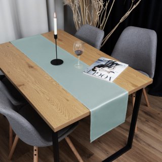 Saténový běhoun na stůl polyesterový Satén LUX-003 Ledově zelený - detail 1 - Biante.cz Saténový běhoun na stůl polyesterový Satén LUX-003 Ledově zelený - detail 1 - Biante.cz