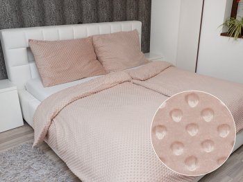 Hrejivé posteľné obliečky Minky 3D bodky MKP-024 Tmavo béžové - Biante.sk