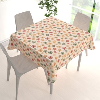 Dekorační čtvercový ubrus Leona LN-179 Barevné vločky na béžovém - detail 1 - Biante.cz