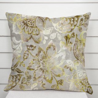 Zamatová obliečka na vankúš Tamara TMR-055 Abstraktné zelené kvety na zelenosivom - Biante.sk