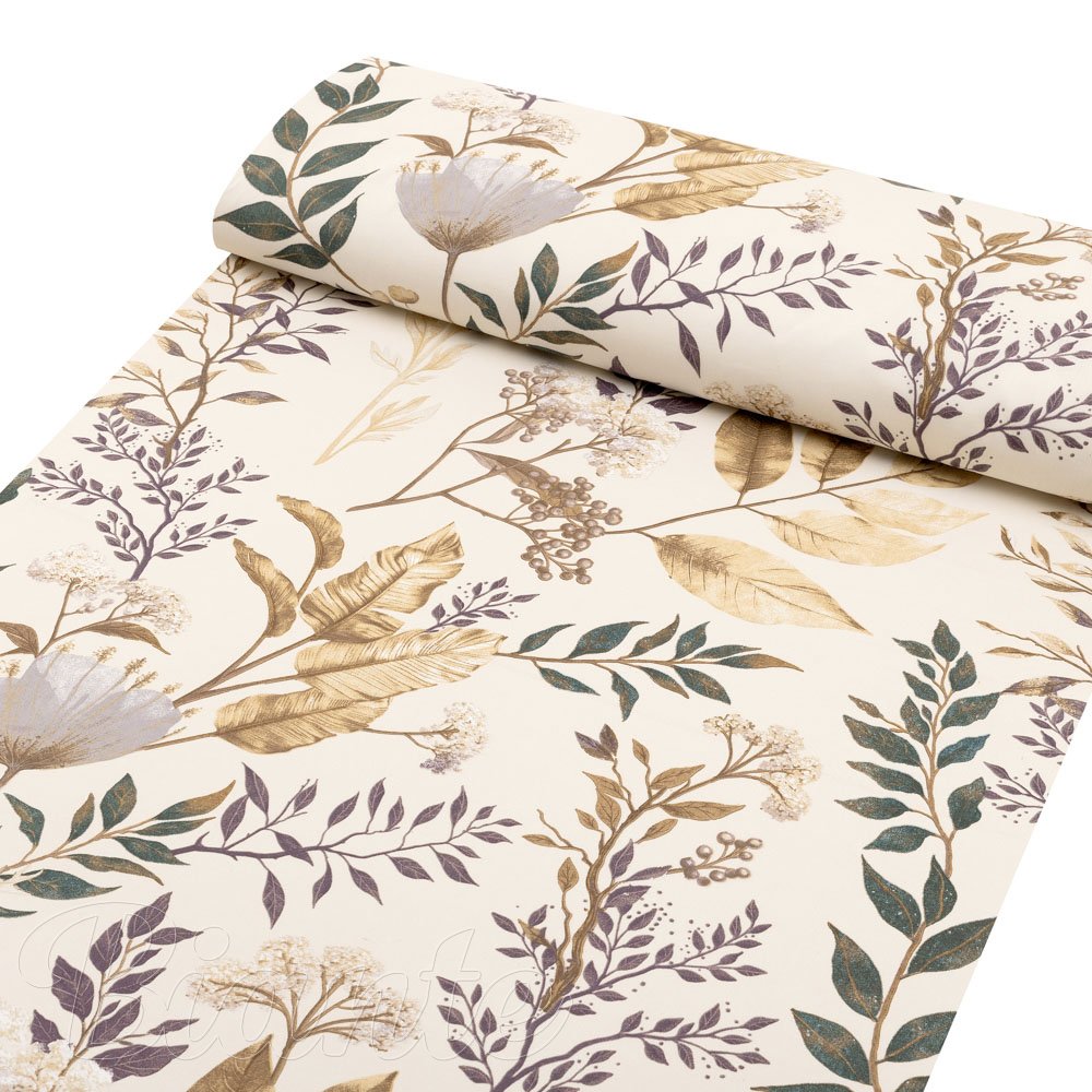 Bavlnená látka/plátno Sandra SA-544 Jesenné vetvičky na krémovom - šírka 160 cm - detail 1 - Biante.sk