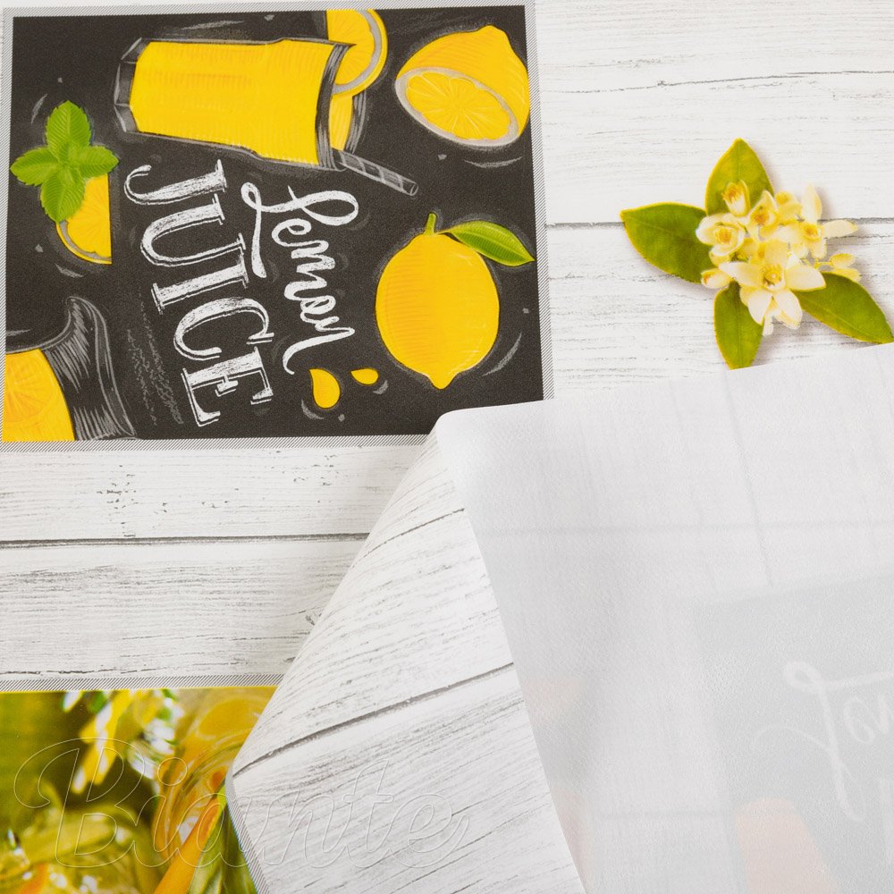 PVC obrus Citróny na bielom drevodekore PV-132 - metráž š. 140 cm - detail 3 - Biante.sk