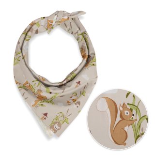 Dětský bavlněný šátek Sandra SA-695 Veverky a ježci na světle béžovém - Biante.cz Dětský bavlněný šátek Sandra SA-695 Veverky a ježci na světle béžovém - Biante.cz