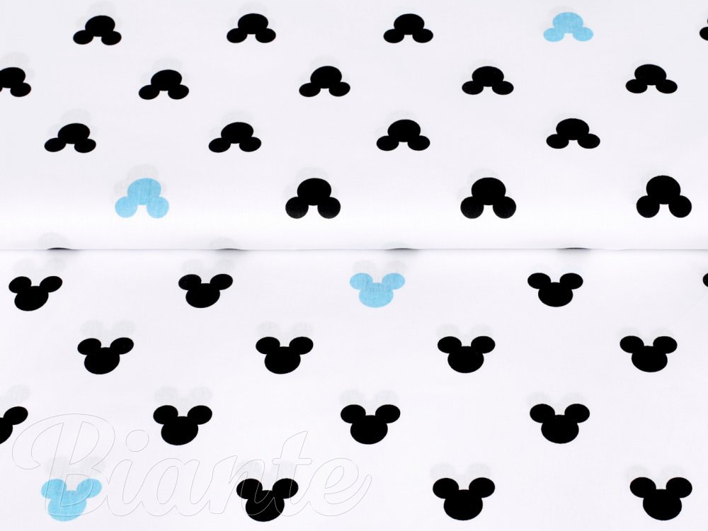 Dětská bavlněná látka/plátno Sandra SA-079 Černé a modré myšky Mickey - šířka 160 cm - detail 4 - Biante.cz