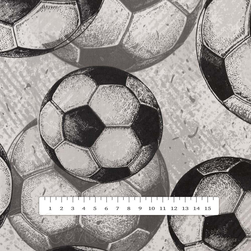 Detská bavlnená látka/plátno Sandra SA-776 Čierno-sivé futbalové lopty - šírka 160 cm - detail 3 - Biante.sk