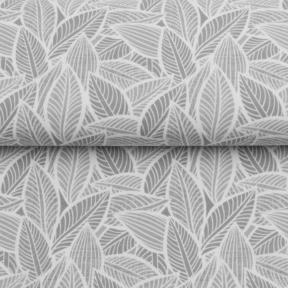 Dekorační látka Leona LN-169 Bílé listy na šedém - šířka 140 cm a 280 cm - detail 2 - Biante.cz