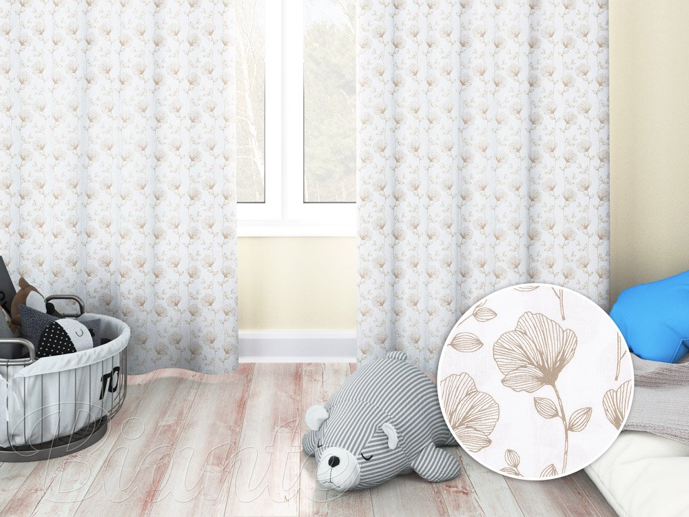 Dětský bavlněný závěs Sandra SA-252 Béžové polní kvítí - Biante.cz