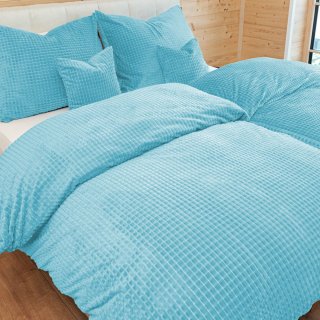 Hrejivé posteľné obliečky Minky kocky MKK-006 Svetlo modré - detail 1 - Biante.sk