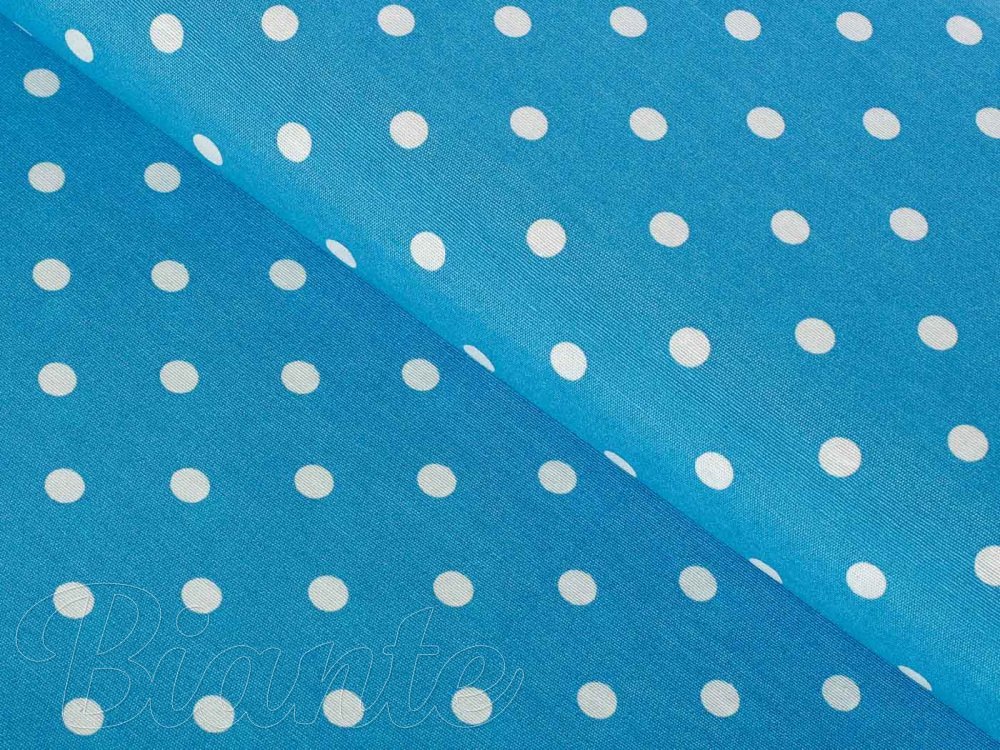 Dekorační látka Leona LN-021 Bílé puntíky na modrém - šířka 140 cm - detail 1 - Biante.cz