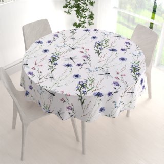 Bavlněný kulatý ubrus Sandra SA-429 Luční kvítí s vážkami - detail 1 - Biante.cz Bavlněný kulatý ubrus Sandra SA-429 Luční kvítí s vážkami - detail 1 - Biante.cz