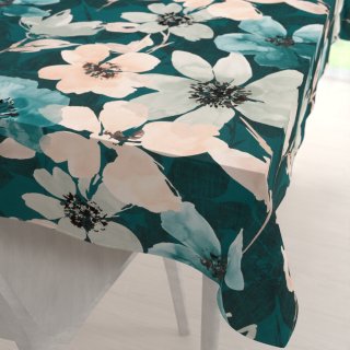 Sametový obdélníkový ubrus Tamara TMR-027 Velké květy na tmavě zeleném - Biante.cz