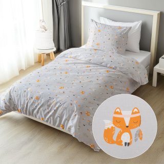 Dětské bavlněné ložní povlečení Sandra SA-699 Oranžová zvířátka Indiáni na šedém - Biante.cz Dětské bavlněné ložní povlečení Sandra SA-699 Oranžová zvířátka Indiáni na šedém - Biante.cz