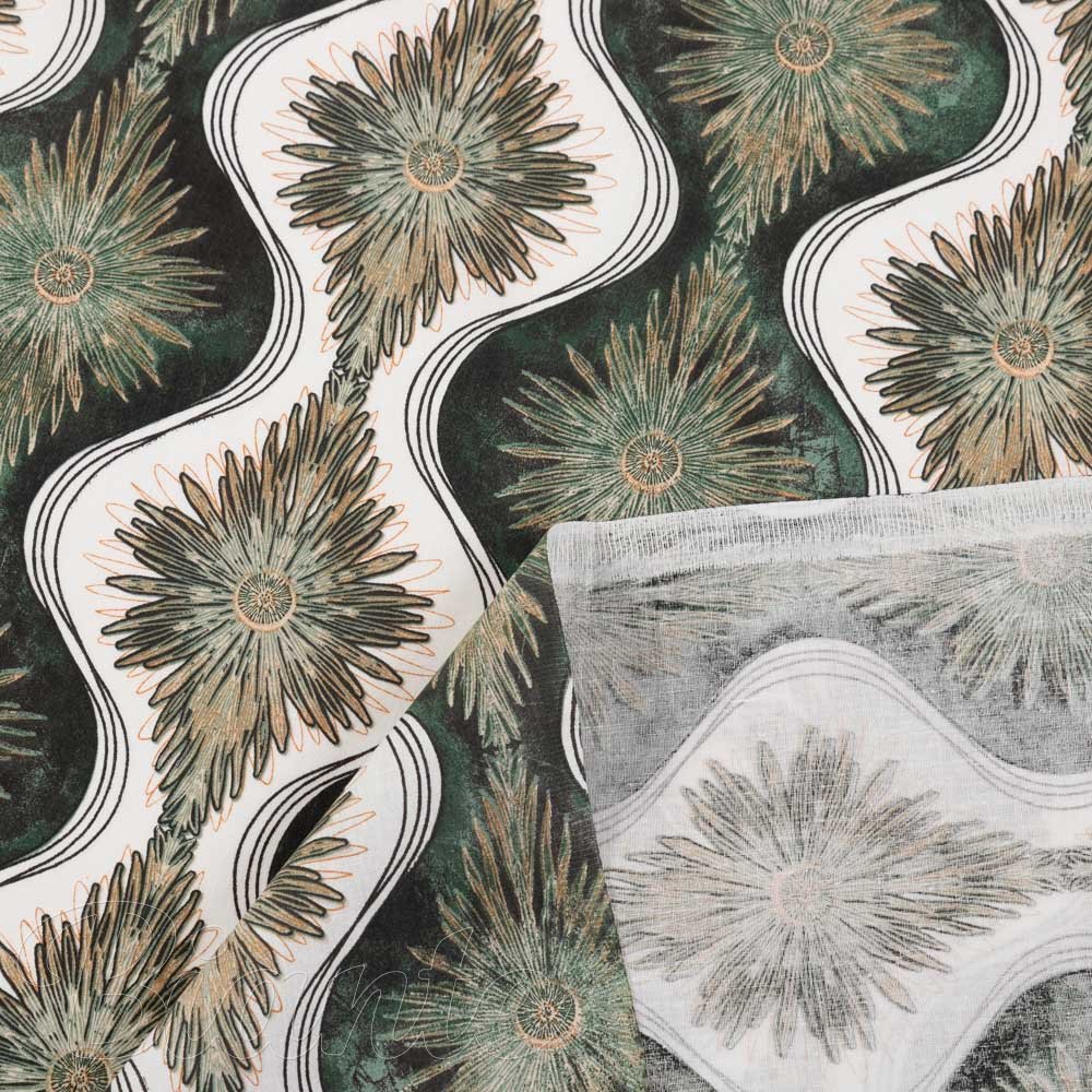 Bavlněná látka/plátno Sandra SA-542 Okrasné hvězdy na zeleném/bílém - šířka 160 cm - detail 4 - Biante.cz