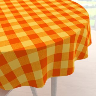 Bavlnený okrúhly obrus Olivia OL-003 Oranžovo-žltá kocka veľká - Biante.sk Bavlnený okrúhly obrus Olivia OL-003 Oranžovo-žltá kocka veľká - Biante.sk
