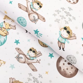 Dětská bavlněná látka/plátno Sandra SA-561 Malý princ na bílém - šířka 160 cm - Biante.cz