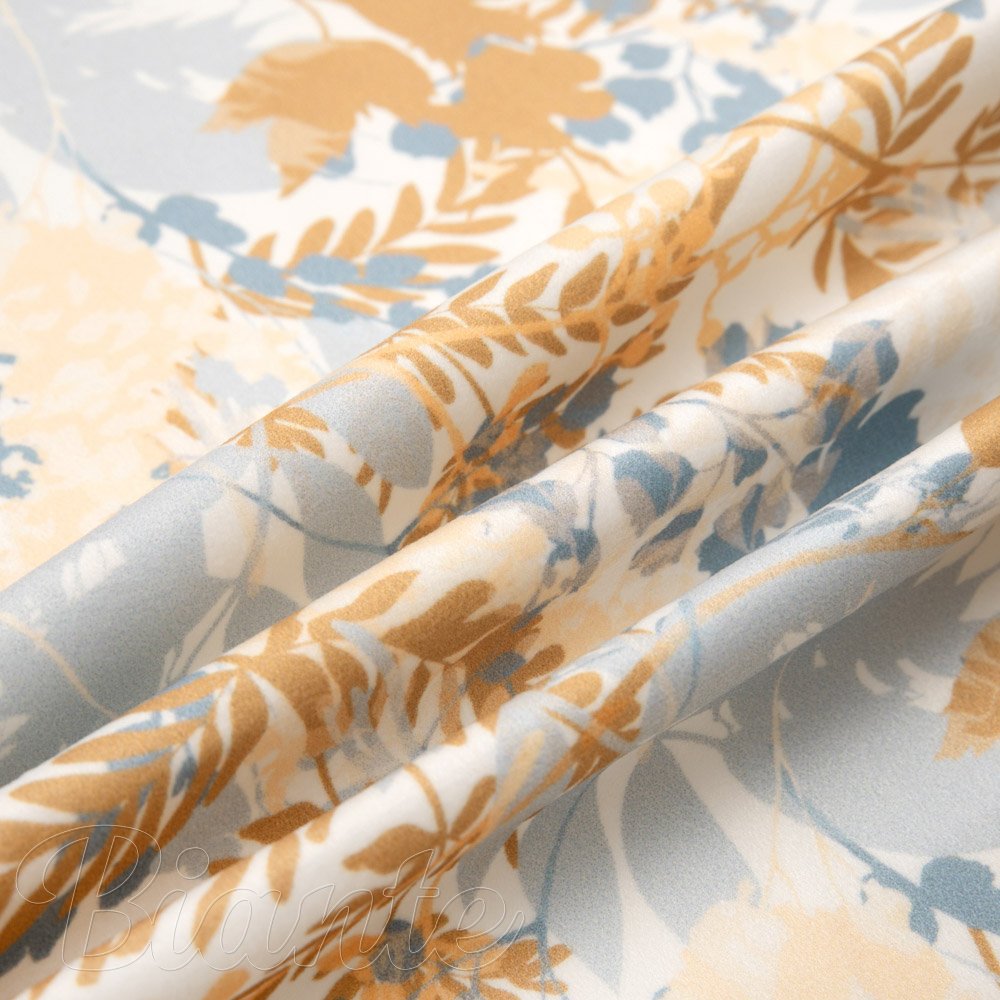Sametová látka Tamara TMR-043 Hnědo-modré designové rostliny - šířka 140 cm - detail 5 - Biante.cz