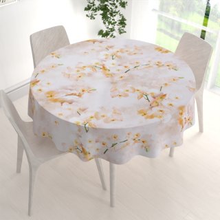 Teflonový kulatý ubrus TF-045 Orchideje na béžovém - Biante.cz