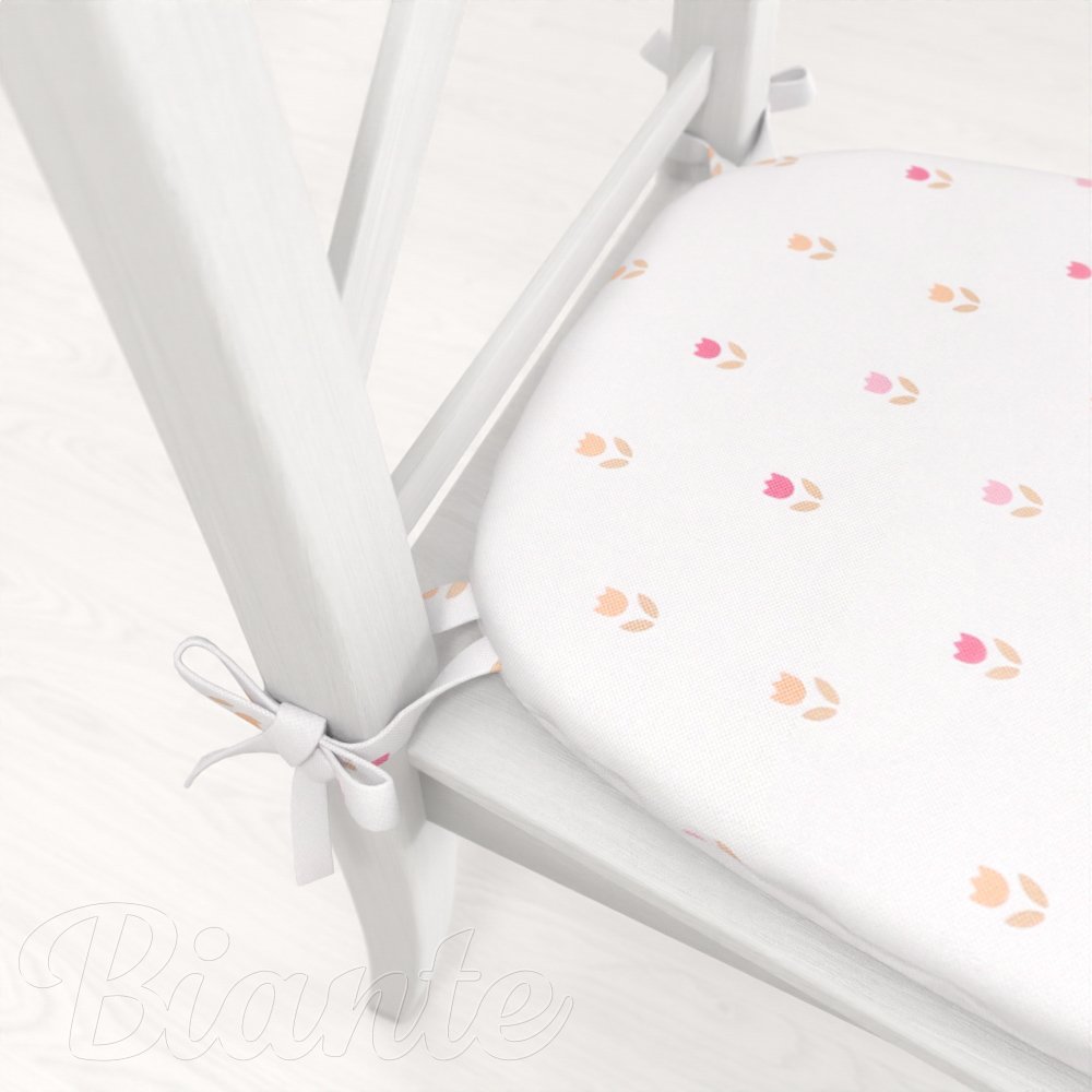 Teflonový oblý podsedák TF-115 Barevné tulipánky na bílém - 39x37x3 cm - detail 1 - Biante.cz