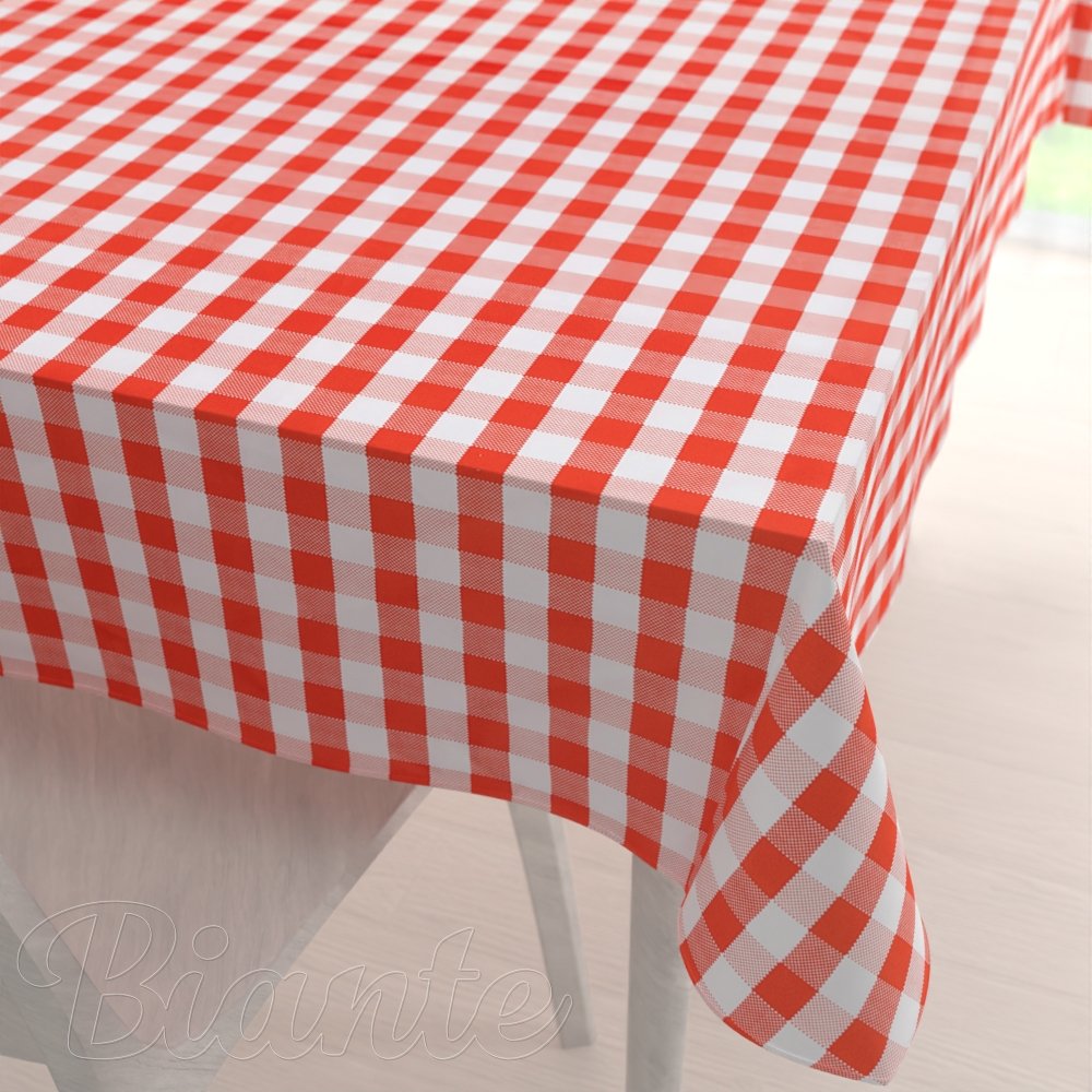 Teflonový obdélníkový ubrus TF-071 Červeno-bílá kostka - Biante.cz