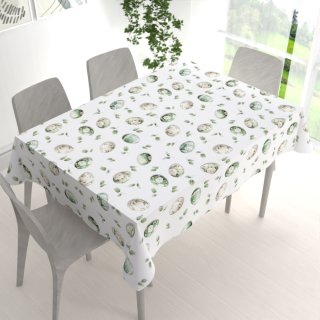 Teflonový obdélníkový ubrus TF-136 Zelené květované kraslice na bílém - detail 1 - Biante.cz