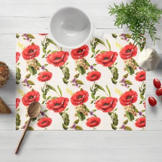 Dekorační prostírání na stůl PML-101 Vlčí máky na bílém - Biante.cz