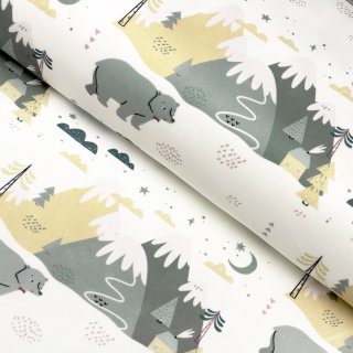 Sametová látka Tamara TMR-031 Medvědi v horách - šířka 140 cm - Biante.cz