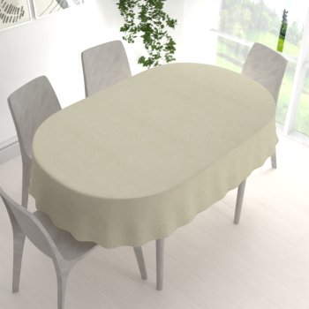 Oválný ubrus/imitace broušené kůže Alcantara ALC-021 Krémový - detail 1 - Biante.cz