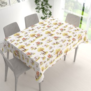 Detský bavlnený obdĺžnikový obrus Sandra SA-697 Líšky na bicykloch - zelené na bielom - detail 1 - Biante.sk Detský bavlnený obdĺžnikový obrus Sandra SA-697 Líšky na bicykloch - zelené na bielom - detail 1 - Biante.sk